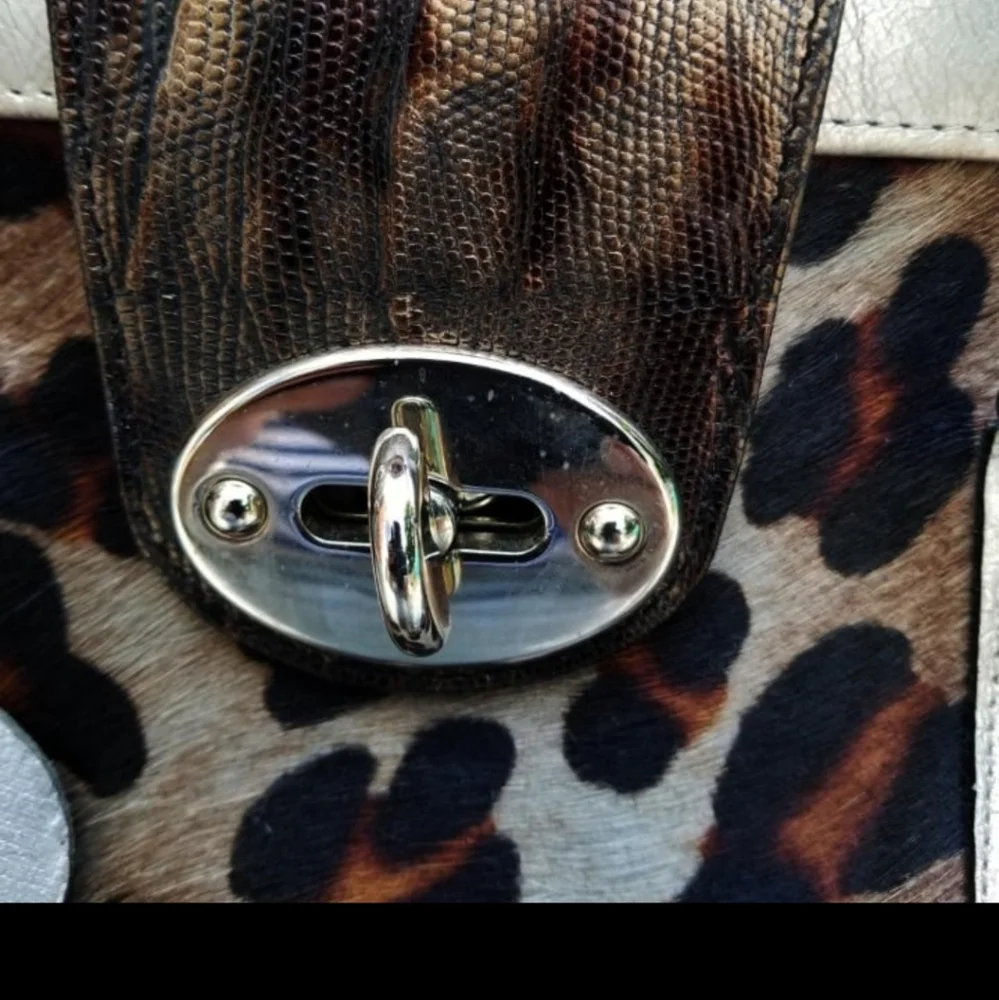 Bizroma Leopard Snake Mobwife Satchel Handbag Made in Italy Silver Heart Charm